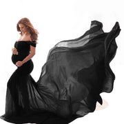 Soft Chiffon Fabric Maternity Photography Props Dress Off Shoulder Sleeveless Solid Maternity Dress Belts одежда для беременных