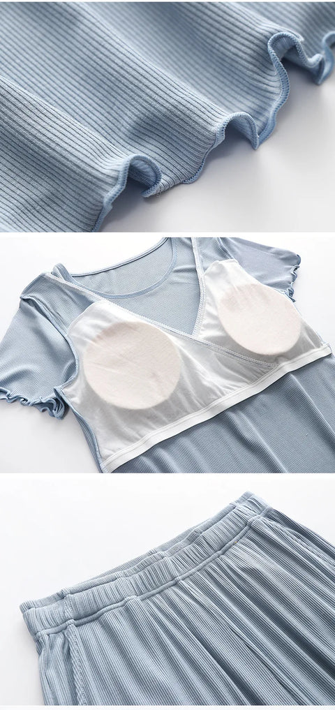 Maternity Nursing Sleepwear Clothes Set Breastfeeding Nightwear for Pregnant Women Pregnancy Breast Feeding Pajamas Suits