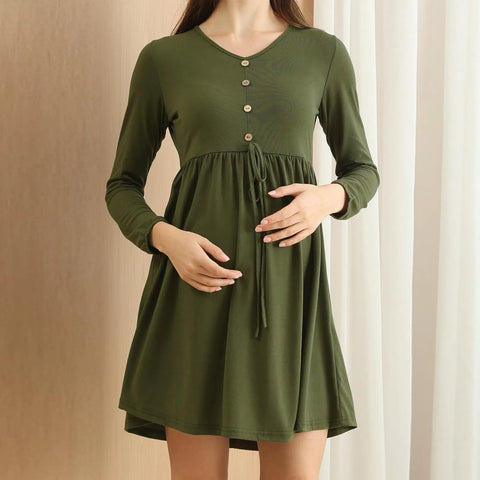 Maternity Dress New Spring Long Sleeve Loose Casual Women's Dresess High Quality High Stretch Pregnant Women Clothing Sleepwear