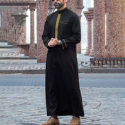 2025 Muslim Men Robe Embroidered Loose Long Skirt Ramadan Prayer Kaftan Pakistan Attire Thobe Gentleman Traditional Dress