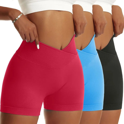 3 Pieces Women Solid Peach Hip Sports Pants High Elastic Breathable Running Biker High Waist Yoga Scrunch Butt Shorts for Women