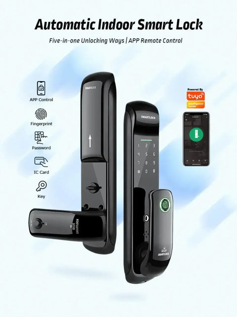 US.EU Electronic Fingerprint Biometric Frosted Panel Digital Smart Door Lock WiFi TUYA or TTLock APP Password IC Card Security