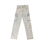 Women'S Jeans New Trendy Fall Wholesale Casual Washed Baggy Pocket Cargo Straight Trousers Jeans Ladies Streetwear Black Denim