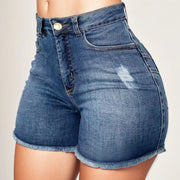 Vinatge Denim Shorts Sexy Women Ripped High Waist Short Jeans with Pockets Fringed Stretchy Summer Retro Jean Shorts Streetwear