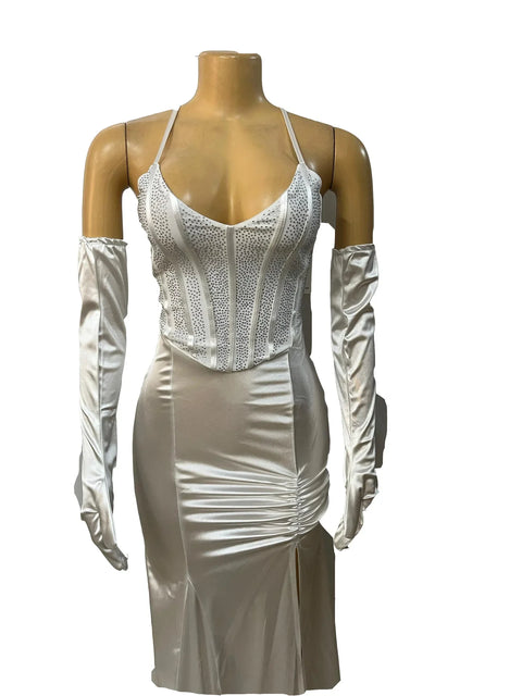 Women Diamonds Sequined Long Sleeve Gloves Bodycon Long Mermaid Maxi Dress Birthday Evening Sexy Party Dresses Vestidos