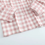 2025 New Children's Pajamas Loose Cotton Nightclothes Two-Piece Set Kids Casual Homewear Plaid Long Sleeve Sleepwear Pajamas Set