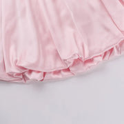 Charm Satin Dress For Women Puffy Spaghetti Strap Ruched Bubble Dresses Elastic Plus Size Vestidos Evening Party Chic Clothes