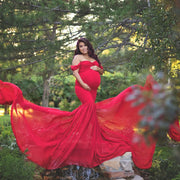 Soft Chiffon Fabric Maternity Photography Props Dress Off Shoulder Sleeveless Solid Maternity Dress Belts одежда для беременных