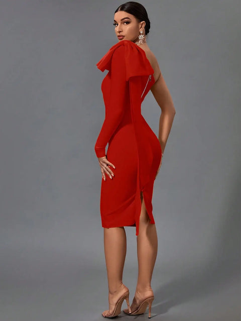 Bandage Dress Black Bodycon Dress Evening Party Elegant Sexy One Shoulder Birthday Club Outfit 2022 Summer New Arrival