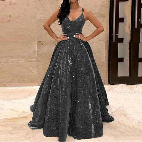 Summer Party Evening Dress Women Sleeveless High Waist Sequins Long Maxi Dress Floor Length Ball Gowns Sexy Backless Vestidos