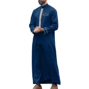 2025 Muslim Men Robe Embroidered Loose Long Skirt Ramadan Prayer Kaftan Pakistan Attire Thobe Gentleman Traditional Dress