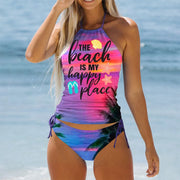 Women'S Swimsuit Tankinis Swimwear Halter Two Piece Bikinis Sets Female Flash Patchwork Bathing Suits Beachwear Bathers 비키니
