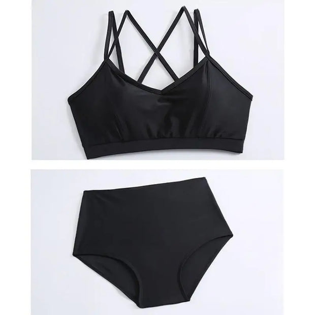 Bikini Sets For Women 3Pcs Soft Swimsuits Bikini Set With Sun Protection Blouse Elastic Comfort Polyester Swimwear For Honeymoon