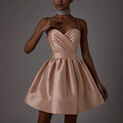 Luxury Satin Party Dress Women Ballet-Style Sexy Elegant Suspenders Short Evening Dresses Elegant Cocktail Dresses Vestidos