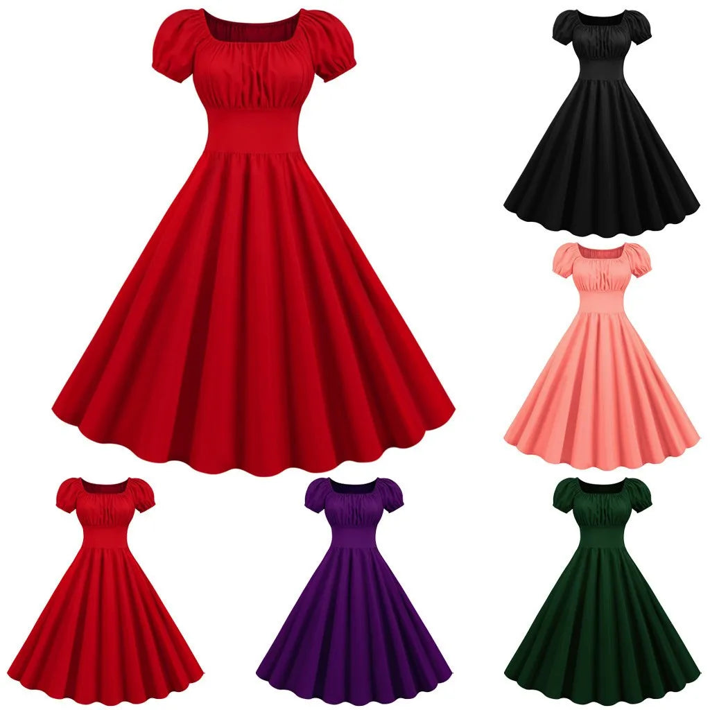 Square Neck Puff Sleeve Swing Dress – view 2 of 11