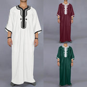 2025 Islamic Loose Abaya Men's Muslim Abaya Short Sleeve Embroidered Moroccan Arabic Style Traditional Green Abaya For Men