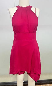 Vestidos Women'S Dress Solid Color Sexy Off-Shoulder Sleeveless Dress 2024 Pleated Summer Round Neck Hanging Neck A-Line Dress