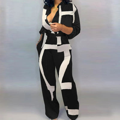 Women's Sexy Cardigan Shirt Neck Tie Long Sleeve Plus Size Jumpsuit Casual One Piece Pants Newspaper Print Harajuku Jumpsuit