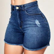 Vinatge Denim Shorts Sexy Women Ripped High Waist Short Jeans with Pockets Fringed Stretchy Summer Retro Jean Shorts Streetwear