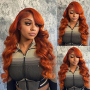 Wiggogo Body Wave Orange Ginger Lace Front Wig 100% Human Hair 30 36 Inch 13X6 Hd Lace Frontal Wigs 13X4 Brazilian Colored Wigs