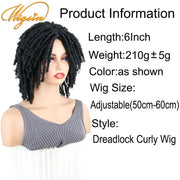 WIGSIN Synthetic 6Inch Dreadlocks Hair Wig Short Curled Twisted Braid Black Brown Heat Resistant Breathable Wig for Black Women