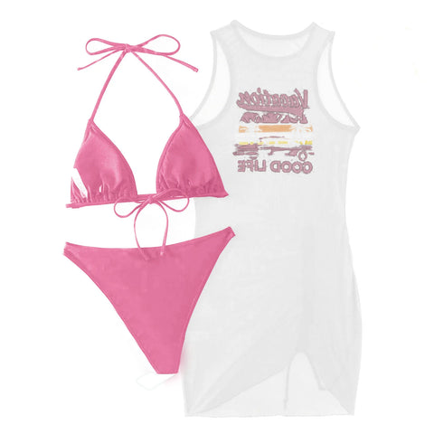 3 Pieces Large Plus Size Bikini 2025 & T-Shirt Sports Swimwear Women String Swimsuit Female Beachwear Bathing Swimming Swim Suit