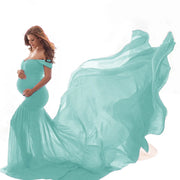 Soft Chiffon Fabric Maternity Photography Props Dress Off Shoulder Sleeveless Solid Maternity Dress Belts одежда для беременных