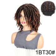 WIGSIN Synthetic 6Inch Dreadlocks Hair Wig Short Curled Twisted Braid Black Brown Heat Resistant Breathable Wig for Black Women