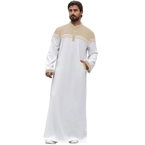 Men's Casual Muslim Arab Middle Eight Sleeve Embroidered Robes Long Sleeve Shirt Men Festival Traditional Muslim garment robe