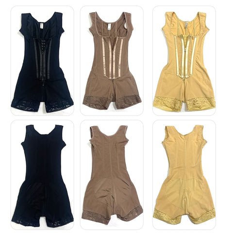 Body Shaper Shapewear Women Bodysuit Colombian Fajas 9-bone High Compression Girdle Double Tummy Control,Open Crotch with Zipper