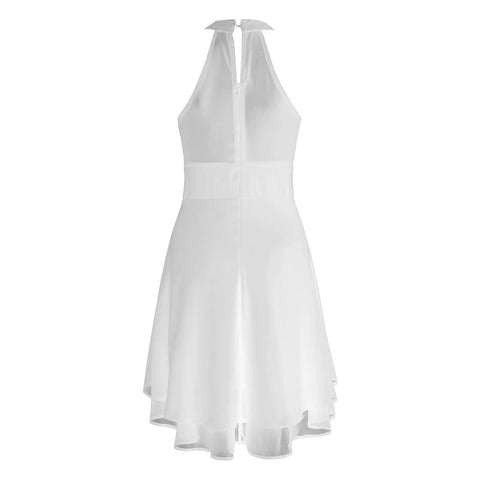 Vestidos Women'S Dress Solid Color Sexy Off-Shoulder Sleeveless Dress 2024 Pleated Summer Round Neck Hanging Neck A-Line Dress