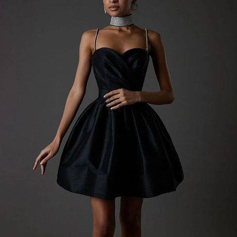 Luxury Satin Party Dress Women Ballet-Style Sexy Elegant Suspenders Short Evening Dresses Elegant Cocktail Dresses Vestidos