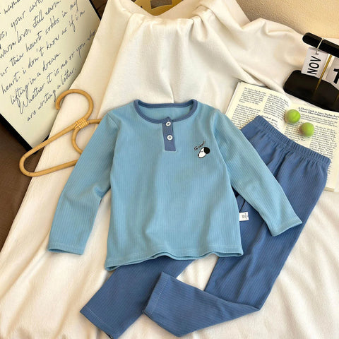 Kid's Sleepwear Sets Autumn Winter Homewear Boys Girls Cartoon Print Long Sleeve T Shirt Long Pants Pajamas Suits Winter Clothes
