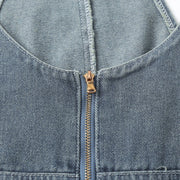 Women'S Workwear Denim Jumpsuit Adjustable Straps Loose Straight Wide Leg Jeans Work Clothes Ladies Fashion Versatile Overalls