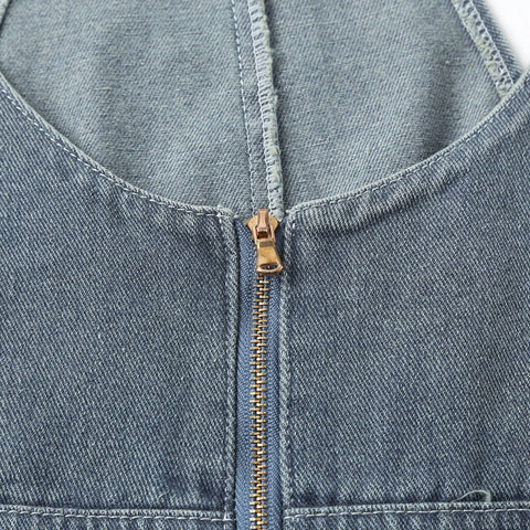 Women'S Workwear Denim Jumpsuit Adjustable Straps Loose Straight Wide Leg Jeans Work Clothes Ladies Fashion Versatile Overalls