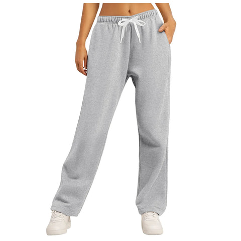 Women’S Fleece Lined Wide Leg Sweatpants High Waisted Drawstring Baggy Baggy Cargo Pants Fall Casual Joggers Tracksuit Pants