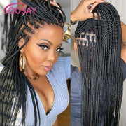 36" Full Lace Braided Wigs Synthetic Hair Box Braids Lace Front Wigs Knotless Braided Wigs For Black Women Braiding Wigs African