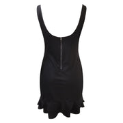 Women's Deep V-Neck Sleeveless Dress, Backless, Ruffled, Monochromatic, Hip-Hugging, Sexy, Fashionable, 2024