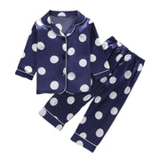 Kids Clothes Sets Satin Silk Button Down Pajamas Sets Two Piece Family Matching Sleepwear Loungewear Long Sleeve For Teen Girls