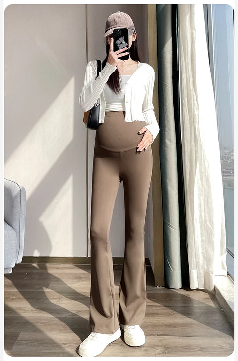Maternity Leggings for Pregnant Women Yoga Flared High-waisted Trousers Pregnancy Clothes Maternity Yoga Flared Pants