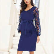 Women Maternity Dress Temperament Long Sleeve Nursied Baby Dresses Lace Nightgown Breastfeeding Nightshirt Outfits For Woman