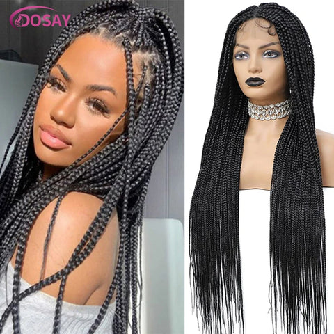 36" Full Lace Braided Wigs Synthetic Hair Box Braids Lace Front Wigs Knotless Braided Wigs For Black Women Braiding Wigs African
