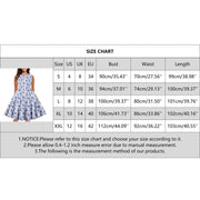 Retro Floral Print Summer Dress For Women Elegant Swing Rockabilly Party Dresses Sleeveless Casual Swing Evening Midi Dress