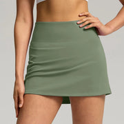 Side Slit Mini Gym Skirt Women'S Double Layered Pleats Tennis Skirts For Women High Waisted Skirt With Shorts Women Clothing 스커트