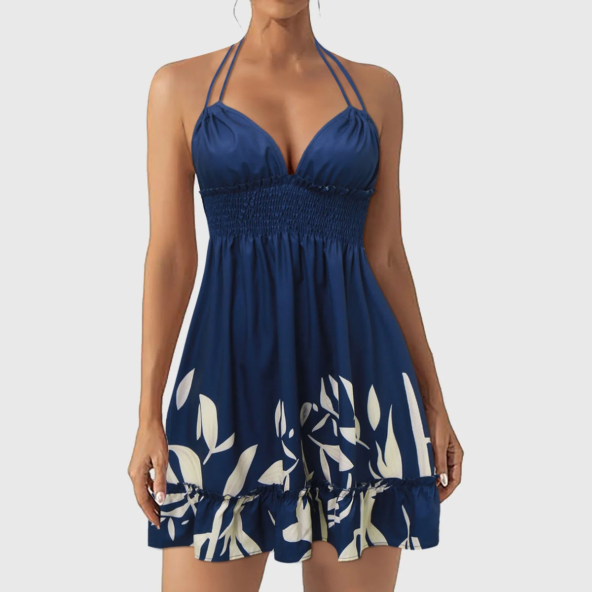 Smocked Halter Ruffle Mini Sundress – view 3 of 10