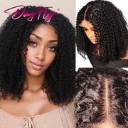 Wigs For Women Kinky Curly Lace Wig Human Hair Brazilian Hair Curly Bob Wig 200D 4X4 Lace Closure Wigs With Pre-Plucked Natural