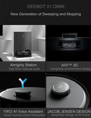 ECOVACS DEEBOT X1 OMNI White Fully Smart Robot Sweep Mop Self Clean Vacuum Cleaner Intelligent Home AI Cleaner Dust Auto Empty