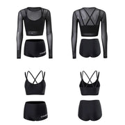 Bikini Sets For Women 3Pcs Soft Swimsuits Bikini Set With Sun Protection Blouse Elastic Comfort Polyester Swimwear For Honeymoon