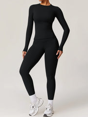 Women Yoga Set Sportswear Tracksuit Yoga Suit Sport Clothes Shirt Trousers Long Sleeves Pants 2Pcs Gym Fitness Training Slimming