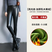 Faux Leather Leggings Women Black Stretchy Push Up High Waist Yoga Pants Waterproof Knitted Fitness Skinny Spandex Jeggings